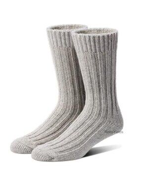 Merino Wool Crew Socks 2 Pairs Thick Knit Thermal Winter Boot Socks